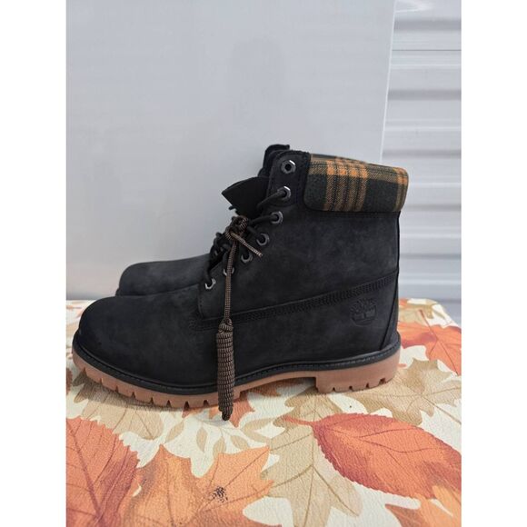 Timberland Men's Premium 6"  Boots Black Plaid Leather Nubuck  Men's Size 12 - Picture 1 of 9